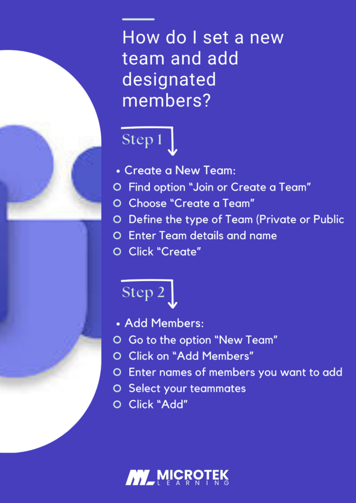 How do I set a new team and add designated members?  