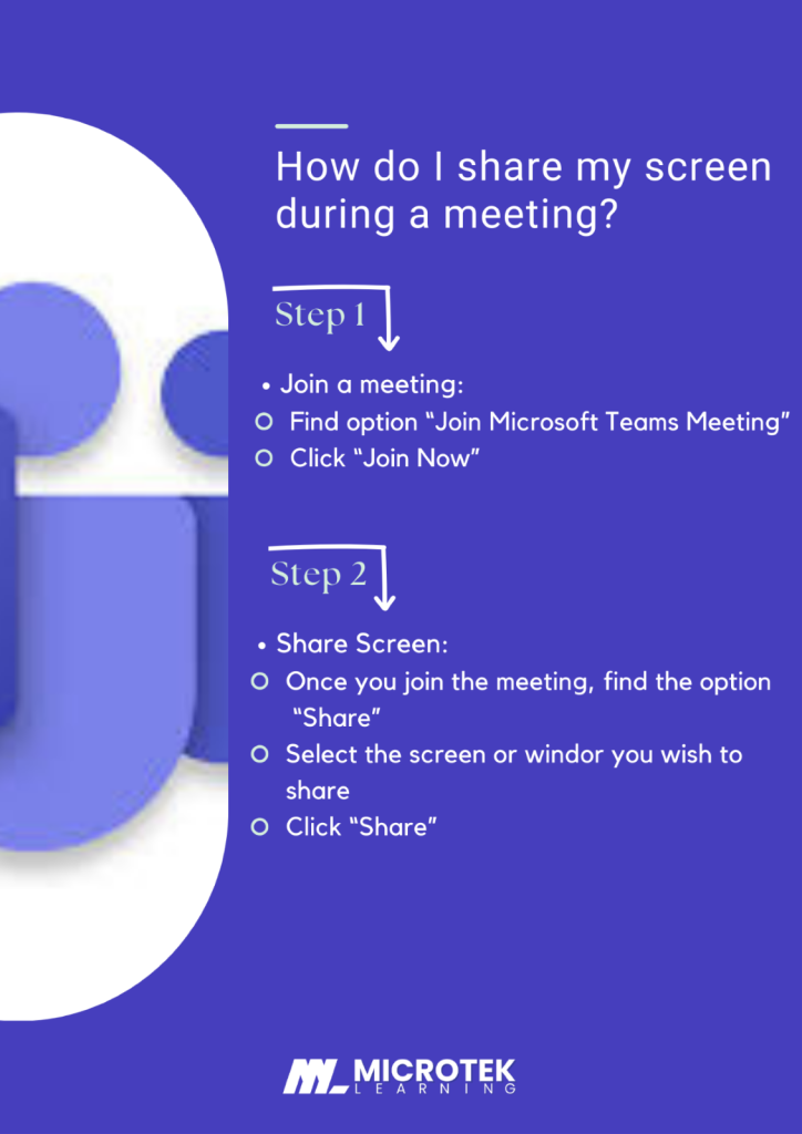 How do I share my screen during a meeting?